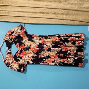 XL Voodoo Vixen orange and black floral dress